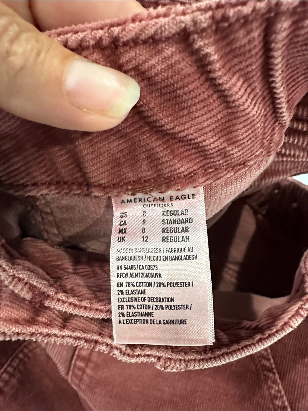 AE - Corduroy Mini Skirt in Deep Wine size 8 - Picture 8 of 14